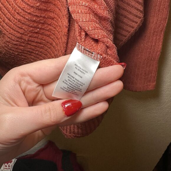 Retrology Womens 2X Sweater Rustic Orange Buttons Lightweight Layer Holiday - Picture 4 of 5